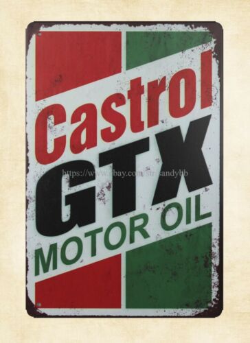 Castrol Oil Gtx - Reprodukcje ogrodowe, metalowy szyld z olejem